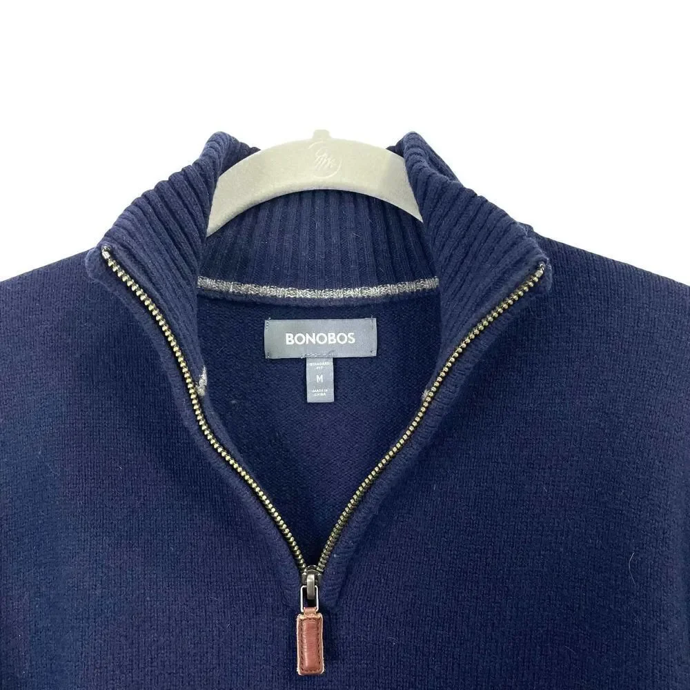 Bonobos 100% lamb‎ wool  turtleneck sweater Sz M standard fit navy blue